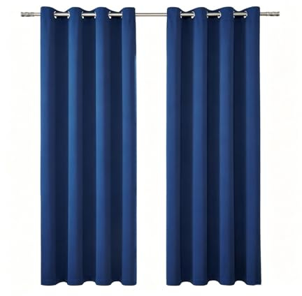 ZZHYTANG 2 Stück 100% Verdunkelungsvorhänge, Thermoisolierte Polyester Gardinen mit Ösen, Abdunkelungsvorhänge for Schlafzimmer Wohnzimmer Küche, Mehrfachgrößen(Blau,100cmx220cm)