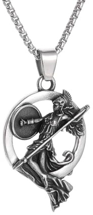 Generisch Vintage-Athena-griechische Kriegsgöttinen-Halskette für Männer, römische Mythologie, weibliche Kriegerin, Punk-Schmuck