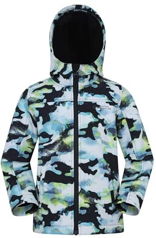 Mountain Warehouse Exodus Mens Printed Softshell Jacket - Windproof Shell, Water Resistant Rain Coat, Bonded Fabric, Adjustable Hem & Cuffs - Spring Summer, Travelling & Daily Charcoal 2XL