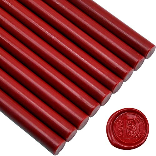 Matte Dark Red Glue Gun Sealing Wax Sticks Wax Seal Rod, 12 Sticks