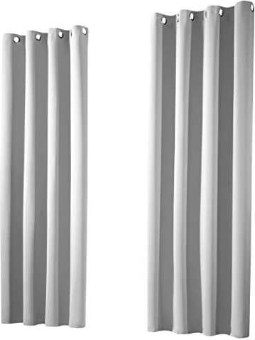heimtexland ® 1 Paar Thermo- Verdunklungsgardinen Ösenschal Vorhänge Verdunkelnd Isolierend Blickdicht Verdunkelungsvorhänge HxB 160x135 Silber Grau Typ139