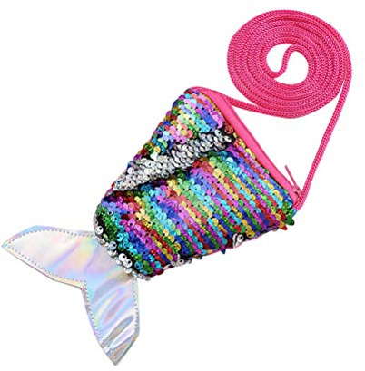 Meerjungfrau Schwanz Pailletten Geldbörse Crossbody Taschen Sling Geld Ändern Kartenhalter Geldbörse Tasche Geschenke für Frauen Mädchen (Multicolor)