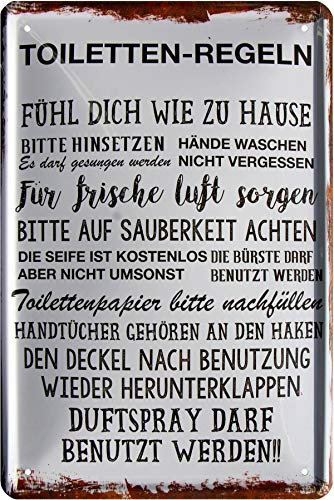 Toiletten-Regeln Klo WC Witziger Spruch 20x30 cm Deko Blechschild 231