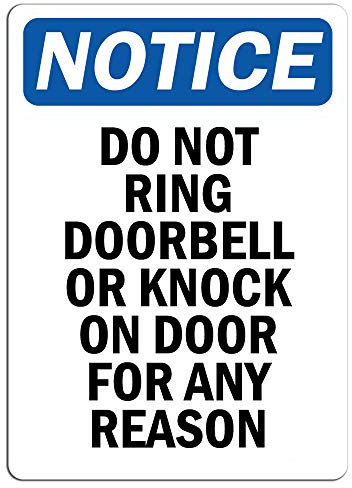 Notice - Do Not Ring Doorbell Or Knock On Door for Sign | Label Decal Sticker Retail Store Sign Sticks to Any Surface 8