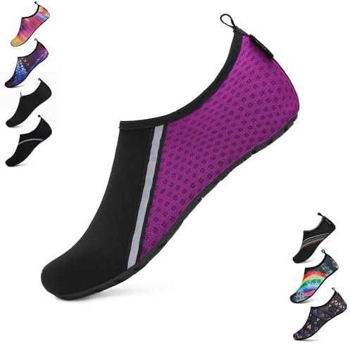 SAGUARO Escarpines Hombre Mujer para Buceo Snorkel Surf Natación Piscina Vela Mares Rocas Río Zapatos para Agua Calzado Playa Zapatillas Deportes Acuáticos (Morado,40/41 EU)