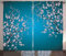 ABAKUHAUS Japonais Rideaux, Motif Sakura Bloom, Décoration Intérieure Accent Lot de 2 Panneaux, 280x175, Rose Clair Bleu
