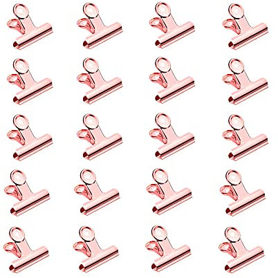 Vankra Lot de 30 clips en métal durables pour classeurs, papiers, photos, sacs 50 mm rose gold