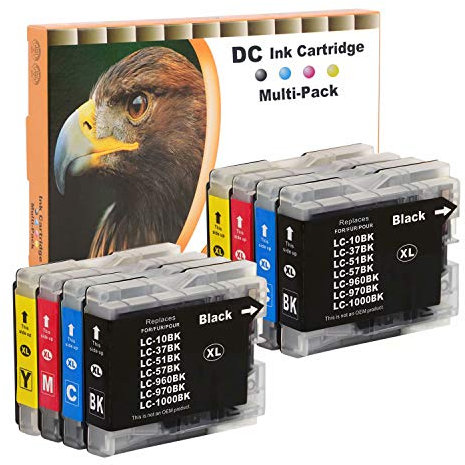 D&C 8x Druckerpatronen Kompatibel für Brother LC-970 LC-1000 XL für Brother MFC-350C 350CJ 353C 357C 525C 525CJ MFC-240C 3360C 350C 440CN 465CN 5460CN 5480CN 5860CN 660CN 680CN 845CW 885CW FAX 1355