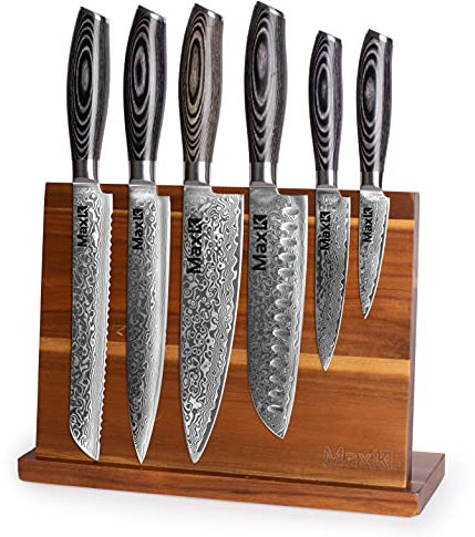 Max K Magnetischer Messerblock ohne Messer – Kochmesserständer – Magnetische Messerblöcke – Akazienholz mit massiver Basis, rutschfest und kippt nicht um, 27, 4 x 9, 9 x 21, 1 cm