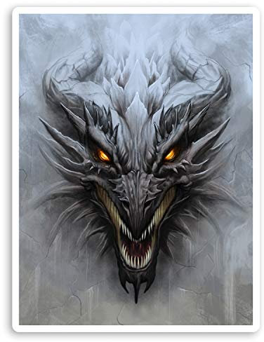 Vinyl-Aufkleber #30142, Motiv: böser Drache, Dämonen-Fantasie, 10 cm hoch, 2 Stück