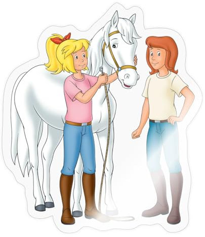 Spreadshirt Bibi Und Tina Kümmern Sich Um Sabrina Sticker Aufkleber, 10 x 10 cm, Transparent glänzend