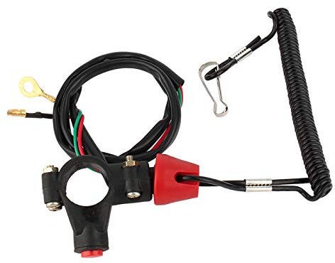 KIMISS moto moteur câble lanière stop interrupteur 12V 22mm moto moteur double stop interrupteur laisse de sécurité pour moteur ATV bateau killswitch+coupe circuit pocket quad coupe circuit