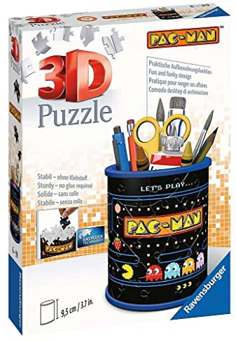 Ravensburger 3D Puzzle 11276 - Utensilo Pac-Man - 54 Teile - Stiftehalter für Pac-Man Fans ab 6 Jahren, Schreibtisch-Organizer für Kinder