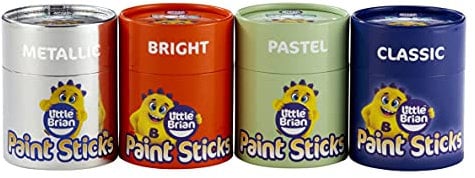 Little Brian Paint Sticks For Kids - 40 Pack Assorted Colours & Fun Storage Pots - Mess-Free, Easy Clean Up, Fast Drying Action, Vibrant Colours, Multi-Surface, Twist & Paint