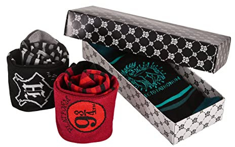 Elbenwald Harry Potter Socks Set of 3 in Magical Gift Box for Men Women Unisex Cotton Multicoloured, multicoloured, 36-39