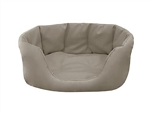 Juelle Hundebett aus Kunstleder, Bett für kleine Hunde Flauschiges Hundekissen, Sofa Paris S-XL (65x50 cm, Brudder Beige)