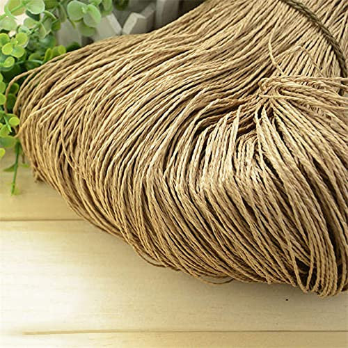 LIUCHAN Hilo de paja de rafia natural de 600 metros, 500 g, para tejer a mano, ganchillo, sombrero de verano, bolso, cestas de cojín, material para tejer, manualidades