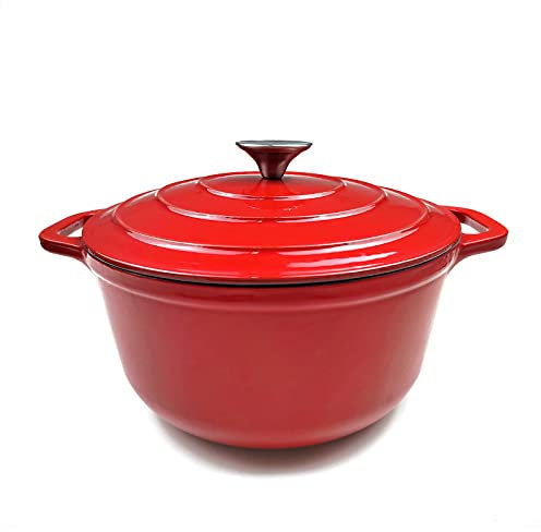 HAWOK Enameled Cast Iron Dutch Oven 4-Liter Red