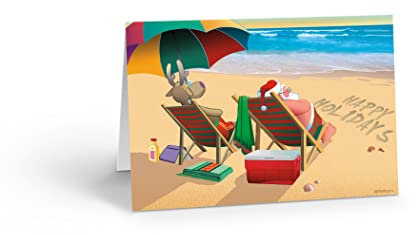 Stonehouse Collection | Weihnachtskarte für Strandurlaub | USA hergestellt | 18 Strand-Weihnachtskarten und Umschläge