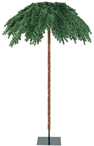 GYMAX Palmier Artificiel avec 250 Lumières LED Cocotier Artificiel 180 CM, Arbre LED avec 813 Pointes et Support Métallique, Arbre Lumineux pour Décoration Noël