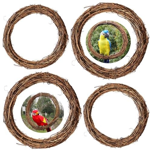 Corona di Vite Naturale Bootoow 4 Pezzi Ghirlanda in Rattan Naturale per Cancello Corona Decorativa Casa Nozze Festa (15, 20 cm)