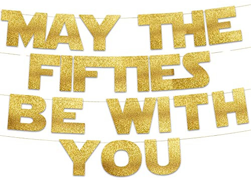 50th Birthday and Anniversary Party Gold Glitter Banner