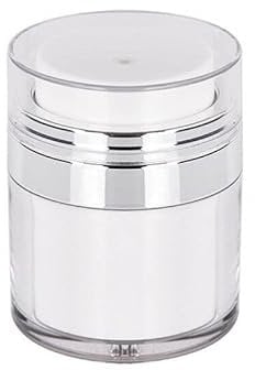 Cream Jar Vacuum Bottle Airless Pump Jar Empty Refillable Travel Cream Bottle Cosmetic Air Pump Jars Bottles Portable Airless Lotion Sample Container Pot Leak-Proof Moisturiser Pump Dispenser (15ml)