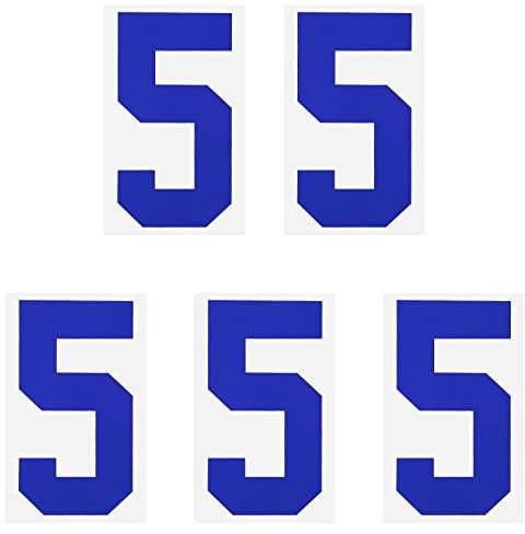 sourcing map Iron on Number 5 Heat Transfer 8 Blue Single Number for Team Uniform, Sports T-Shirt, Football, Basketball, Baseball Pack of 5