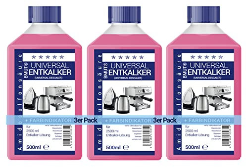 3x 500ml Universal-Entkalker für Kaffeevollautomat und Kaffeemaschine - je 125ml für 2500ml Entkalker-Lösung