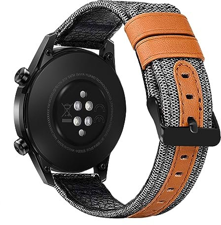 MroTech Cinturino per Huawei Watch GT 2 46mm, 22mm Cinturino Tela Pelle per Huawei Watch GT/GT 2 PRO/GT2e/GT 3/GT 4 46mm/ Gear S3 Frontier/Galaxy Watch3 45mm Bracciale 22 mm Canvas Band Grigio
