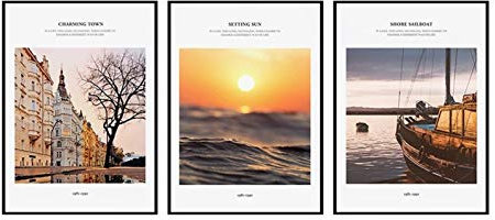 VejiA Gerahmte dekorative Malerei Hintergrund Wandbehang Gemälde Triptychon Landschaft Wandbild Wandkunst Gemälde