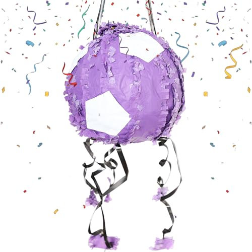 PINATA GEBURTSTAG MÄDCHEN - Pinata Geburtstag Junge - Fußball Pinata - Pinata Für Mädchen - Fußball Geburtstag - Verschiedene Farben (LILA/WEISS)