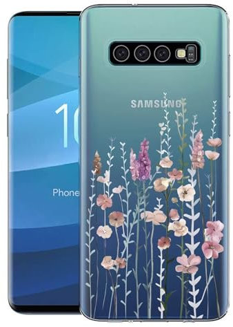 Kaywzo Hülle für Samsung Galaxy S10 4G,Transparent TPU Handyhülle mit Gemälde Blume Muster,Ultradünn Stoßfester Schutzhülle,Schön Silikon Cover Case-3