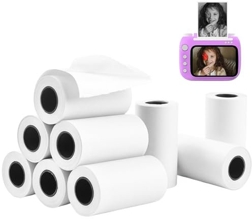 YAANBUNB 9 Rolls Kids Instant Print Camera Paper, 57X30mm Mini Printing Paper Direct Thermal Label Self-Adhesive Machine Paper Roll Photo Printing Paper for Portable Pocket Thermal Printer