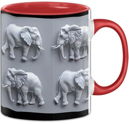 Trendation - Elefanten 3D Tasse Geschenk Elefanten-Liebhaber Geschenkidee (Rot)