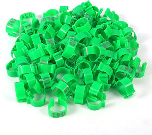 Nikou100 Stück/Beutel 16 Mm 001–100 Nummerierte Hühnerbein-Ring Geflügelringe Plastikringe Für Geflügel, Hühner, Enten, Gänsebeine(Grün)