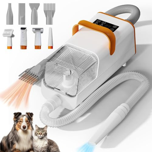 RUYICZB Tondeuse Chien, Aspirateur Poil De Chien Aspirateur Poils De Chat avec 8 Outils De Toilettage, 2L Ultra-Récipient pour Chien Poil Long Epais, Silencieuse Tondeuse Animaux