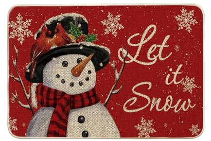 Artoid Mode Schneemann Schneeflocken Weihnachten Fußmatte, Winter Waschbar rutschfest Schmutzfangmatte Eingangsbereich Für Innen Außen Dekor 40x60 cm