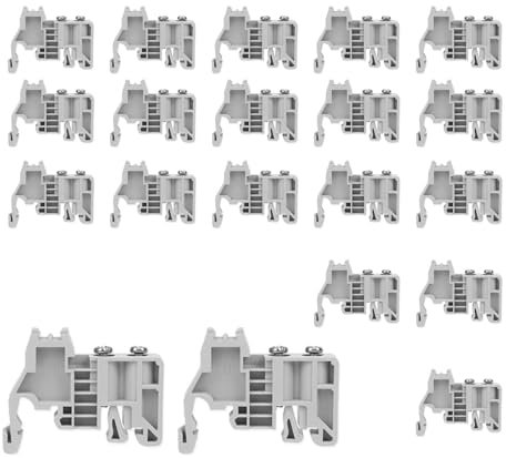 HJIAMA 20 Stück DIN Rail end Screw Clamp Terminal Block, DIN Schiene Fixierung Terminal Block Ende Stopper Montage Klammer Flammhemmender Isolator, Klemmenblock Endhalterung Grau