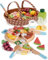 Wooden Pizza Toy with Picnic Basket, Kids Play Toy Kitchen Accessories, Pizza Toy Food Set for Kids Kitchen, Play Food Sets Gift for Girls Boys 3 4 5 Years on Birthday, Christmas, Halloween and Easter