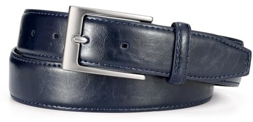 WHIPPY Herren Gürtel, Herren Ledergürtel klassischer Jeansgürtel für Männer 38mm breit,blau 110cm