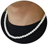 AFSTALR Perlenkette Damen Herren, 8mm Perlen Kette Weiße Perlen Halsketten Perlenkette Schmuck Geschenke für Männer Länge 20 Zoll