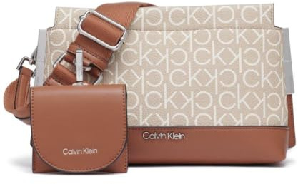 Calvin Klein Damen Bianca Umhängetasche mit DREI Fächern, Vanille/Khaki/Caramel