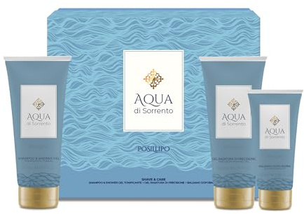 AQUA DI SORRENTO Posillipo Confezione Regalo Gel Doccia 200ml | Shampoo & Shower Gel 200ml, Balsamo Dopobarba 100ml, Fragranza Agrumata, Floreale e Legnosa