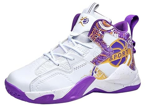 HENRVIEG Basketballschuhe für Herren, Sneakers und Sportschuhe für Herren, Arbeit, Mode, rutschfest, leicht, Sport Sneaker, violett, 43 EU