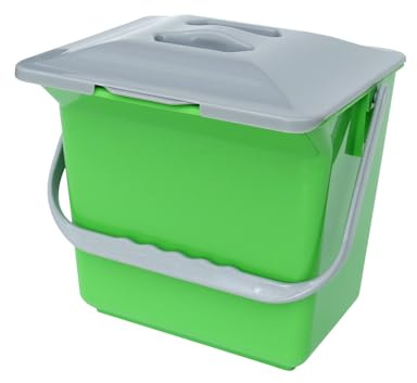 DrDirt 6L Kitchen Compost Bin Caddy - Worktop Food Waste Container with Inner Sieve and Odour Control Lid - Compact Scraps Bin for Home and Utility - Green