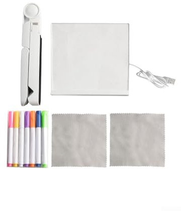 LED-Nachrichtentafel mit 7 Farbstiften und Ständer, Acryl, Nachrichtenbrett, Licht, Nachrichtenbrett, Memoboard für Schreibtisch, Büro, Café, Schule, Zuhause (klein)