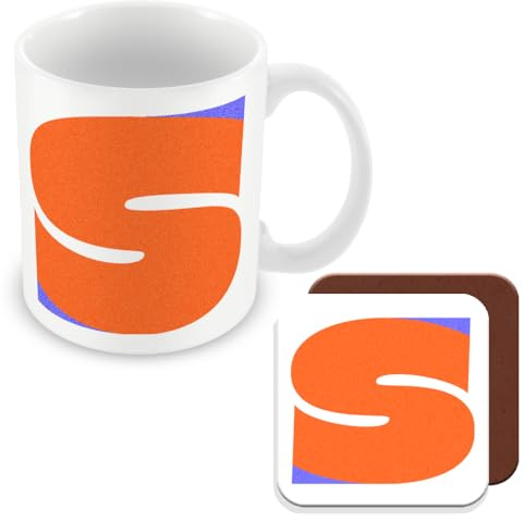 MUGGZ - Alphabet Initial Letter S - Mug & Coaster Giftset with Monogram - Each Letter A Unique Individual Design
