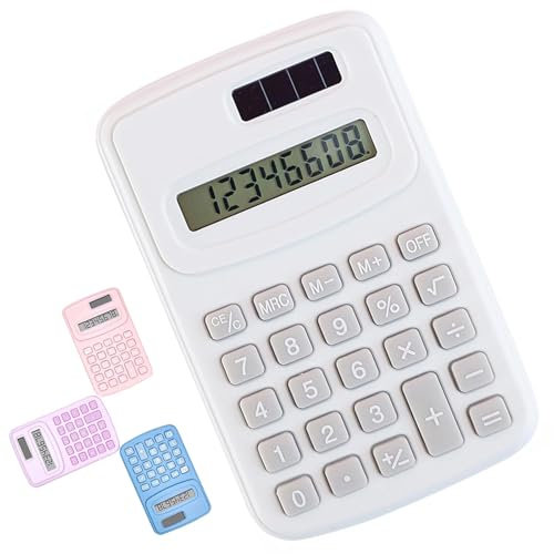 Senshuomy Taschenrechner, Mini-Taschenrechner, kompakter Silikon-Schlüsselrechner – leiser Betrieb, ultradünnes Design mit austauschbarer Batterie – ideal für Büro, Schule, Zuhause (weiß)