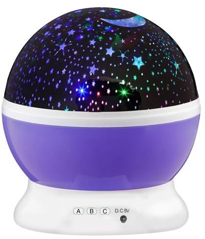 GOODS+GADGETS LED Nachtlicht Sternen-Himmel Projektor; Lechtendes Sternenlicht, Galaxy-Universum Schlaf-Licht für Kinder- & Jugendzimmer (Violett)